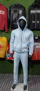 Chándales de lana con capucha de algodón 100% personalizados para hombre superventas, ropa de invierno deportiva de moda de alta calidad, conjunto de patrón sólido - Product Image 4