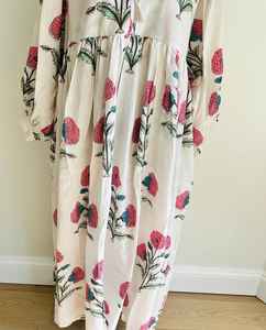 Robe midi en coton imprimé à la main en Inde, robe décontractée à fleurs, cadeau pour elle - Product Image 4