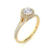 Bague de fiançailles Aniva Classic Factory Custom avec diamant de laboratoire certifié IGI VVS CVD, or 10K 14K, halo double rangée de diamants sur la tige