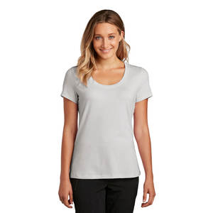 OEM al por mayor de alta calidad ligero camiseta señoras Scoop camisetas redondas - Product Image 1