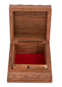 Joyero cuadrado de madera de nogal con Hojas de arce talladas en la parte superior 5x5 pulgadas hecho a mano de madera Idea de regalo única para hombres y mujeres - Product Image 2