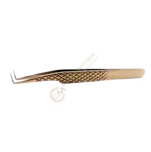 Pinzas de pestañas de volumen de 90 grados de etiqueta privada, aplicador alto, extensión de pestañas de acero inoxidable de oro rosa, herramientas de belleza puntiagudas - Product Image 3