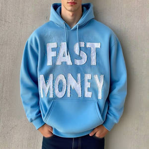 เสื้อฮู้ดดี้โอเวอร์ไซส์ผ้าฝ้ายคุณภาพสูง 100% สำหรับผู้ชาย แบบดิสเทรส ผ้าเฟรนช์เทอร์รี่ พร้อมปักลายและกระเป๋า - Product Image 1