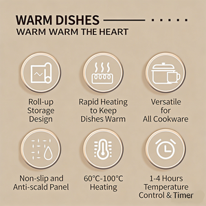 In Stock 45*38*1CM H1 New Product Foldable <b>Silicone</b> Food Warming Tray Electric Food Heating <b>Mat</b> Food Warmer <b>Mat</b> - Product Image 6