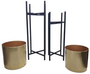 Maceta dorada metálica de alta calidad con soporte negro al mejor precio del exportador y fabricante indio - Product Image 2