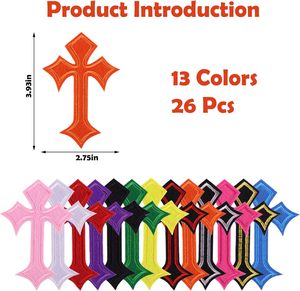 Écussons croisés multicolores à repasser et à coudre pour vêtements, chapeaux, jeans et accessoires Écussons brodés pour décoration de bricolage, 26 pièces - Product Image 2