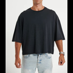 Camiseta de Punto de Manga Corta, Corte Amplio y Recto, 100% Algodón, para Hombre, Hombros Caídos, Estilo Urbano, Impresión Personalizada, Ecológica - Product Image 4