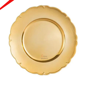 Placa de cargador de forma redonda de acero inoxidable con acabado dorado de calidad superior 2025 para restaurante y bar de hotel - Product Image 1