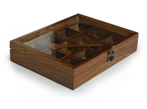 Douze mélanges boîte à épices 12 conteneurs boîte à épices avec cuillère en bois de teck récipient à épices avec cuillère en bois - Product Image 6