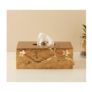 Conception avantageuse Boîte à mouchoirs en métal pour la décoration de la maison avec accent floral Boîte à mouchoirs de table Porte-serviettes pour les fournisseurs d'hôtels - Product Image 1