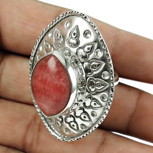 Rhodochrosite naturelle pierre précieuse 925 argent Sterling Style ethnique bague de luxe pour femme fille bijoux faits à la main prix d'usine direct - Product Image 1