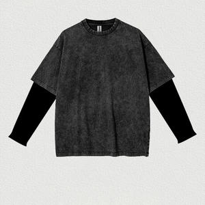 T-shirt à manches longues pour homme, col rond, vintage, unisexe, surdimensionné, 300 g/m², double couche, à manches longues, délavé au soleil - Product Image 5