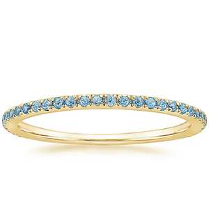 แหวนดีไซเนอร์งานแต่งงานสีทอง14K แบบกลมตัดเป็นสีฟ้าบุษราคัมแหวนหมั้นแหวนทองแท้สำหรับผู้ผลิต - Product Image 2