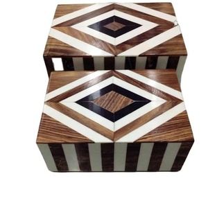 Juego de caja de madera de mango rectangular decorativa India muchos tamaños disponibles para decoración del hogar o almacenamiento de joyas - Product Image 4