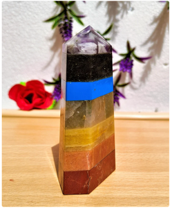 คริสตัลบำบัดแบบธรรมชาติ7ท่า,หอกำบัดด้วยเมตตาสำหรับการทำสมาธิ6เหลี่ยมเพชรพลอย - Product Image 6