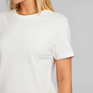 เสื้อยืดคอกลมผ้าฝ้าย100% โอเวอร์ไซส์ลำลองสำหรับผู้หญิงใส่ในฤดูร้อนเสื้อแขนกุดคอกลมปักโลโก้กระดุมถักระบายอากาศได้ดี - Product Image 4