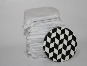 Premium Quality <b>Black</b> & White Geometrical Pattern Wooden <b>Coaster</b> Set New Resin Inlay Table Mat/Pad Traditional Design - Product Image 5