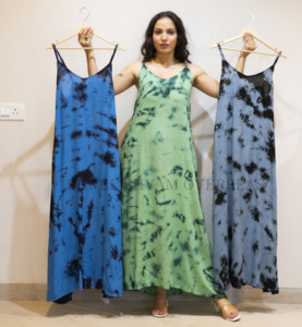 ชุดเดรสยาวผ้าเรยอนมัดย้อมผ้าเรยอนสำหรับผู้หญิงเดรสปาเก็ตตี้ยาวสำหรับชายหาดชุดคลุมฤดูร้อน - Product Image 4