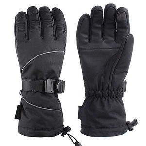 Gants de ski en cuir pour homme par temps froid, isolés, respirants, imperméables, à doigts entiers, avec sangle de poignet réglable, gants de sport d'hiver - Product Image 1