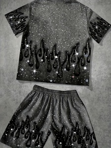 EM Private Label Men Summer Matching T Shirt Shorts <b>Set</b> Lightweight Cotton Casual Street Style Sportswear Gym Workout Outfit - Product Image 2