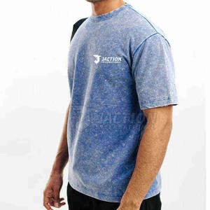 Venta caliente Precio barato 100% Camiseta de algodón para hombres Venta al por mayor Logotipo personalizado Impreso Loose Fit Acid Wash Camiseta para venta en línea - Product Image 3