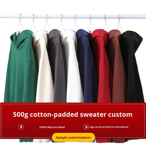 เสื้อมีฮู้ดผ้าฟลีซแบบสวมศีรษะสำหรับผู้ชายและผู้หญิงเสื้อมีฮู้ดโอเวอร์ไซส์500 GSM 100% พิมพ์ลายได้ตามต้องการสำหรับฤดูหนาว - Product Image 5