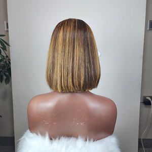 Perruque longue dentelle frontale Highlight cheveux humains vierges dentelle transparente sans colle double tirage pour les femmes noires - Product Image 3