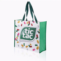 Sac fourre-tout en PP tissé écologique imprimé avec logo personnalisé, réutilisable, à longues poignées, sac à main tendance, sac de shopping, sac cadeau, sac d'emballage design