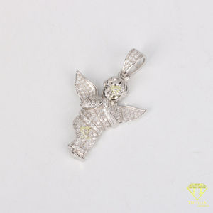 Colgante de cruz de plata de hip hop con abalorio de diamante Joyería helada chapada en rodio - Product Image 4