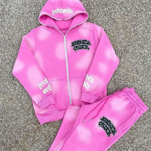 Ensemble de survêtement de qualité supérieure 100% coton, coupe évasée, séchage rapide, respirant, poids lourd pour adultes, logo personnalisé imprimé pour l'hiver - Product Image 4