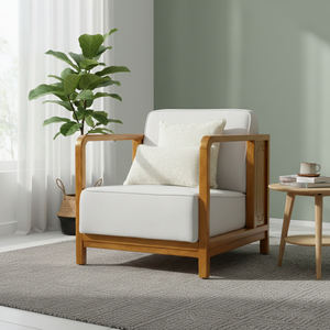 Sillón de Teca de Alta Calidad, Nuevo Estilo Chino, Diseño Europeo de Ocio para Sala de Estar, Dormitorio, Estudio, Exterior - Product Image 6