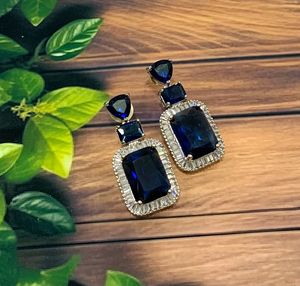 เครื่องประดับวินเทจสุดหรูทรงสี่เหลี่ยมผืนผ้ายาวต่างหูคริสตัลเพทายสีลูกกวาดเพชรเครื่องประดับแฟชั่น - Product Image 2