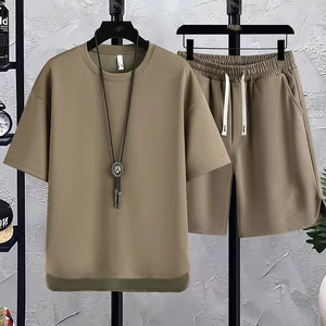 Ropa Deportiva de Secado Rápido para Hombre, Camisa Corta de Algodón, Transpirable, Informal, 2 Piezas, Verano, Novedad - Product Image 3