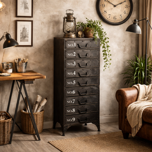 Antique Metal Cabinet - Drawer Storage for Living Room