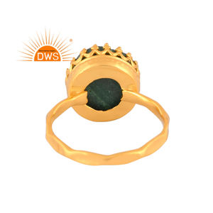 Meilleure qualité argent sterling plaqué or 18 carats malachite naturelle bague empilable demi-bijou fabricant - Product Image 4