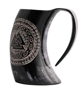 Cuerno para Beber, Estilo Medieval, Religioso, con Diseño de Animales, Pulido, Duradero, Hecho a Mano, 500 ml, Artículo de Colección, Exportador Indio, Natural - Product Image 3