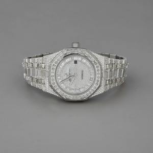 Reloj de Cuarzo para Hombre, Personalizado, Blanco Brillante, con Diamantes de Imitación Moissanite, Manecillas Luminosas, Elegante, de Lujo, Estilo Hip Hop - Product Image 4