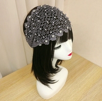 Fleur Creux Perlé Bandeau Crochet Fleur Perle Bandeau Dentelle Large Bord Pressé Cheveux Écharpe Cheveux Accessoires En Gros
