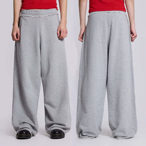 Personalizado 500 Gsm 100% algodón pantalones de chándal holgados en blanco francés Terry pantalones de chándal hombres apilados hombres pantalones de chándal - Product Image 1