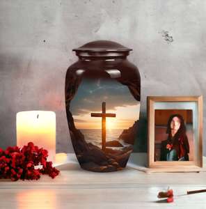 Personalized Memorial Cross Urn HighQuality Aluminum Cremation Urn <b>for</b> Human <b>Ashes</b> Customizable Keepsake Adult Decorative Urns - Product Image 2