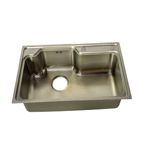 Évier de cuisine rectangulaire à cuve unique Leimanxi 7545, fait main, en acier inoxydable de 0,75 mm d'épaisseur, installation sur plan de travail, robinet inclus - Product Image 1