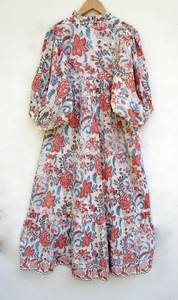 Ensemble de robe Maxi élégante pour femmes Style ukrainien Vintage Lavable Coton Glands Ceinture Ceinture Robe à manches longues pour femmes Bouton - Product Image 2