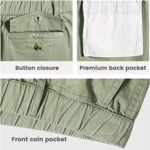 Pantalones cortos informales de algodón de corte clásico para hombre, cintura elástica con múltiples bolsillos, uso diario, traje de verano para caminar - Product Image 4