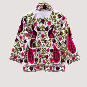 Manteau à col mandarin brodé à la main avec motifs floraux, manches trois quarts, grande taille, style bohème décontracté pour femme, vêtement d'extérieur printanier - Product Image 3