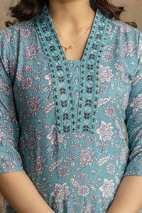 Imprimé Dupatta travail à la main fabricant indien élégant rayonne Kurta pantalon concepteur rayonne Kurta ensemble vêtements ethniques légers - Product Image 6