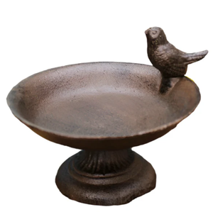 Comedero para pájaros de metal redondo de latón AK con pájaro de metal en acabado antiguo rústico fácil de montar para decoración interior de jardín - Product Image 2