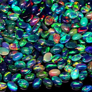 Véritable Opale Noire Ethiopienne Ovale Cabochon Gemme Pour la Fabrication de Bijoux 4x6mm Haute Qualité Naturel Noir Opale Cabochons Lot en Vrac - Product Image 1