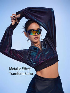 <b>Women</b> Zip up Silk French Terry Plain Crop Top <b>Hoodie</b> <b>for</b> <b>Women</b> With Full Customization of Design and Fabric Drop Shoulder <b>Hoodie</b> - Product Image 5