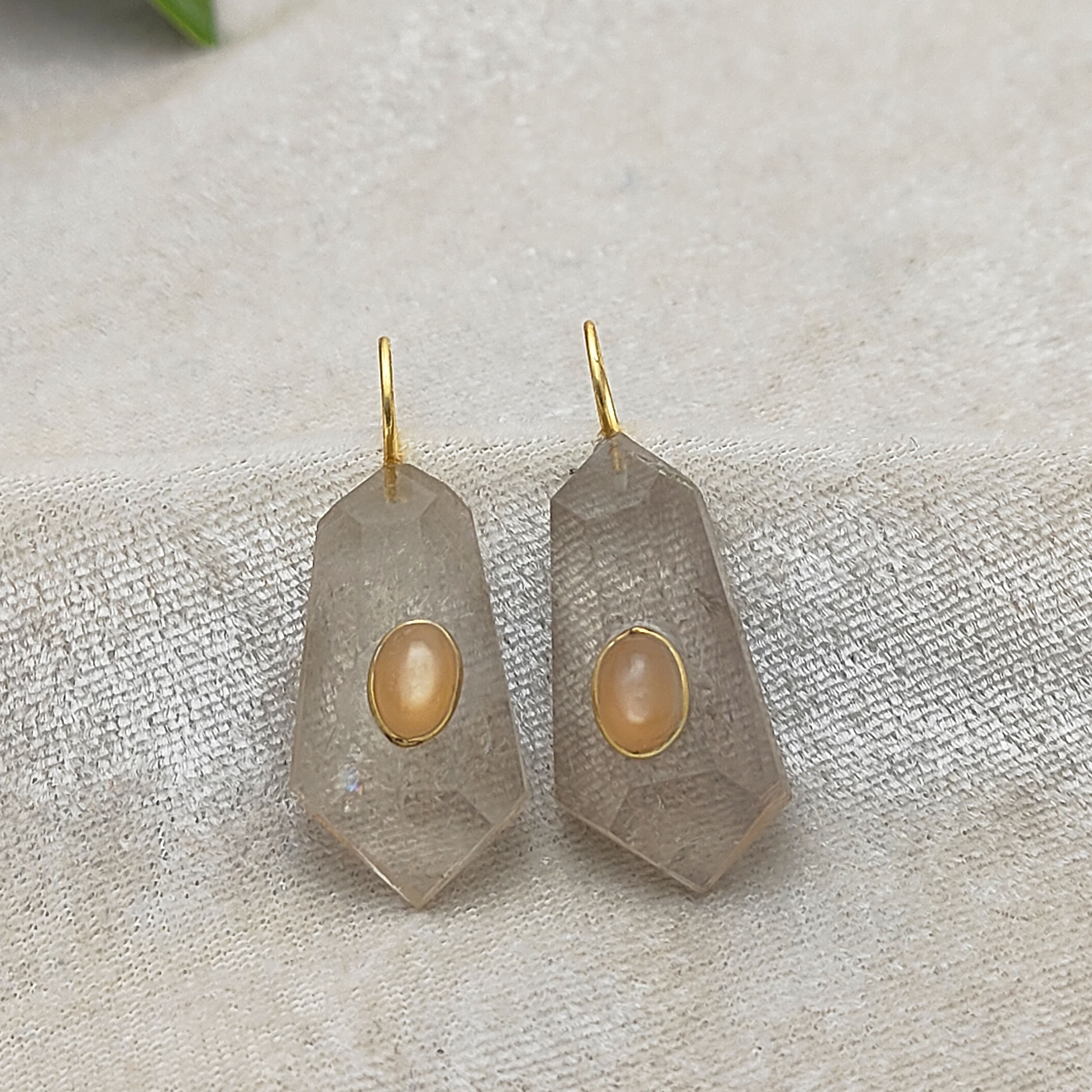 Golden Rutile  with Peach Moonstone