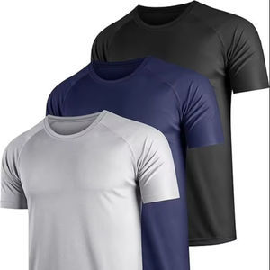 Camiseta Deportiva de Manga Corta con Cuello Redondo para Hombre, Corte Regular, Color Sólido, Tela de Lona de Spandex/Poliéster, Secado Rápido, Transpirable, Diseño Personalizable - Product Image 5